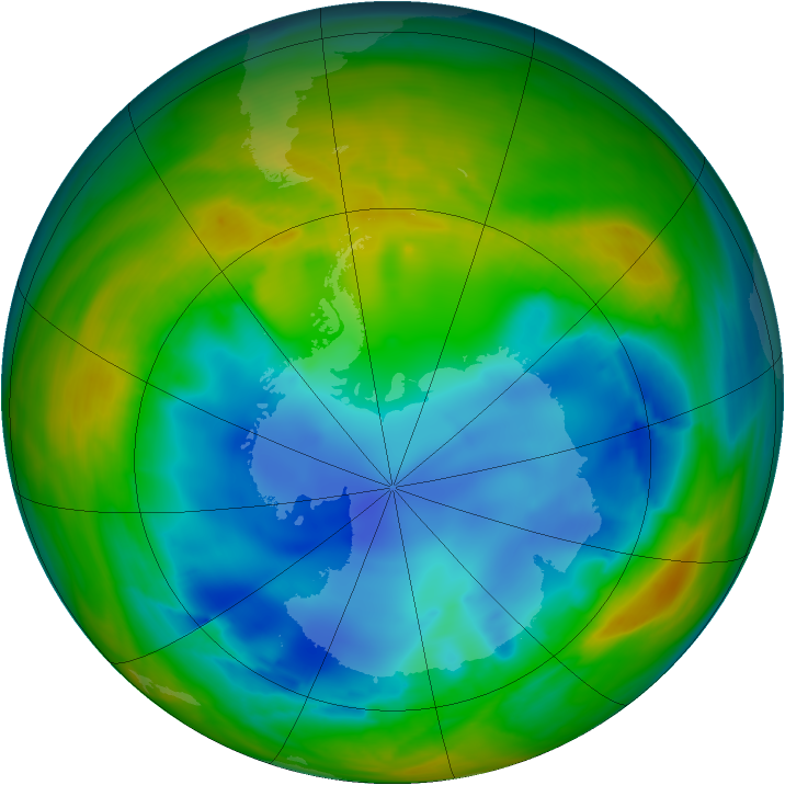 Antarctic ozone map for 01 August 2007